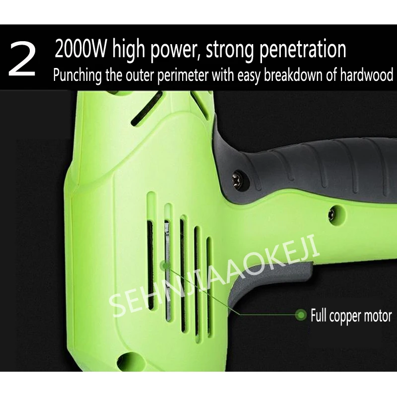 F30422 – pistolet à ongles électrique à double usage, 2000W, outil de menuiserie, idéal pour encadrer des agrafes