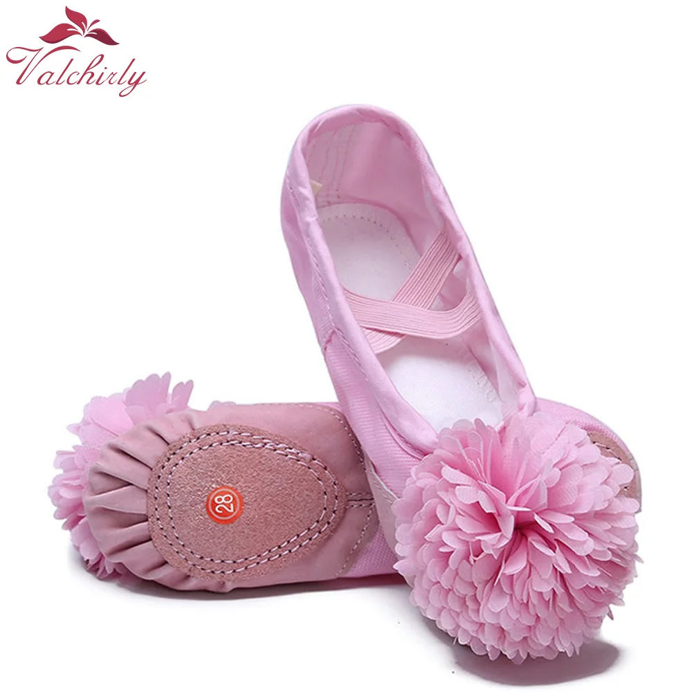 

Big Flower Girls Ballet Dance Shoes Kids Lovely Cute
