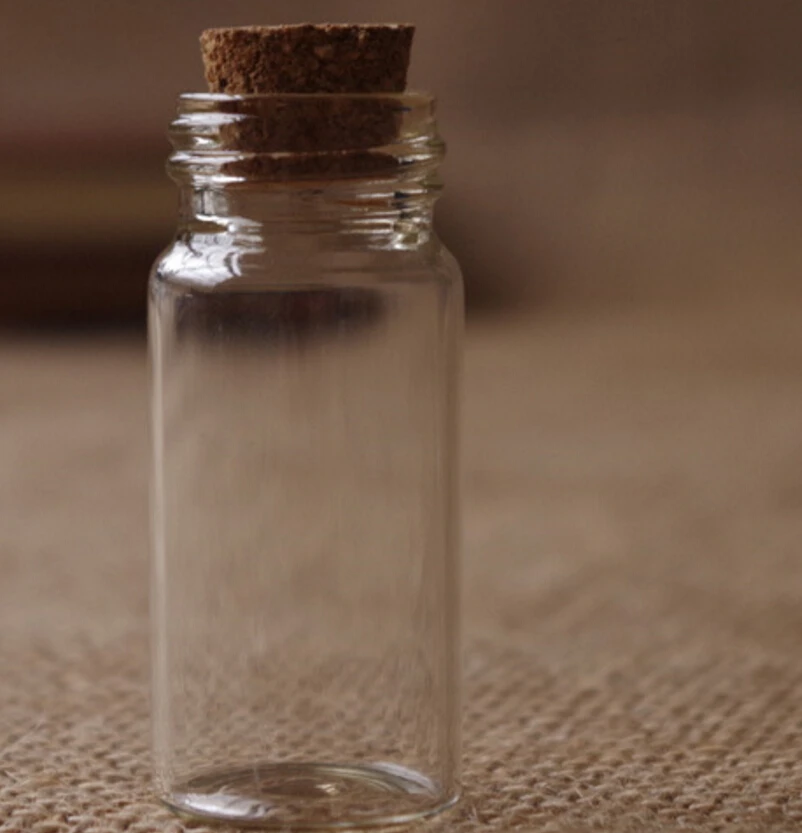 New Hot Sale 500pcs/lot  10ml Small Glass Bottle Jars with Cork Lid ,10cc clear glass vial