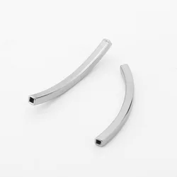 Wholesale Smooth Stainless Steel Curved Tube Connector Charm Beads 10pcs/lot for Jewelry Making Bracelets