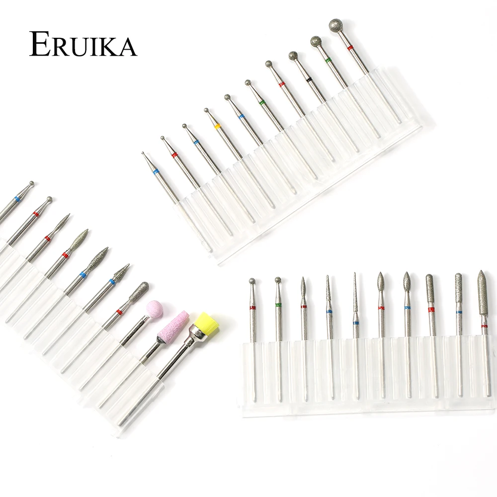 

ERUIKA Diamond Nail Bits Electric Polishing Ceramic Nail Drill Bit Set Milling Cutter Cuticle Clean Manicure Pedicure File Tools