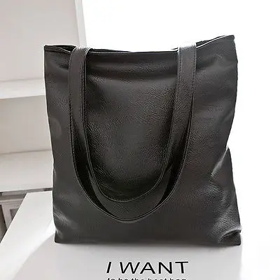 Fashion Ladies Handbag Shoulder Bag Large Bag Purse synthetic leather storage bag black