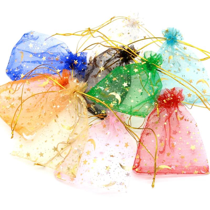 

Hot Sale 7x9cm/9x12cm 500pcs/lot Pick 10 Colors Organza Bags Christmas Jewelry Packaging Bags Drawstring Gift Bag & Pouches