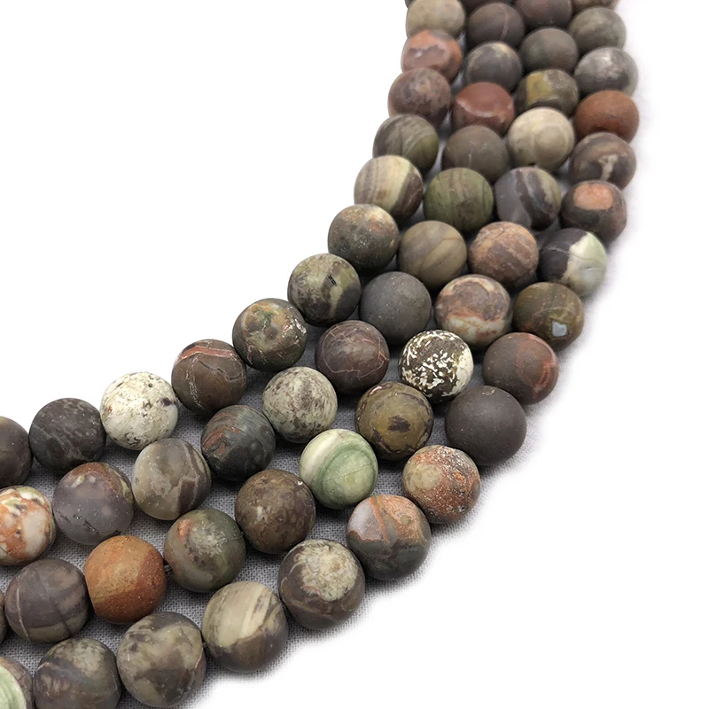 Natural Stone matte Colorful agat loose Round Beads Bracelet 15\