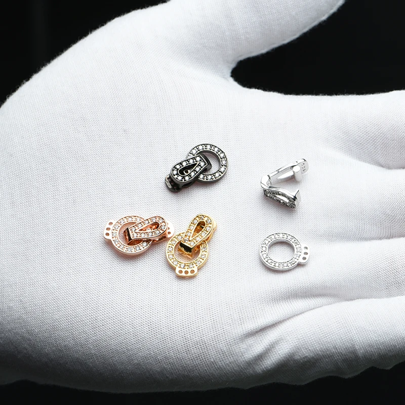 Clasps Accessories For DIY Jewelry Making Supplies Copper Cubic Zirconia Clasps For Handmade Woman Pearls Necklace Bracelet