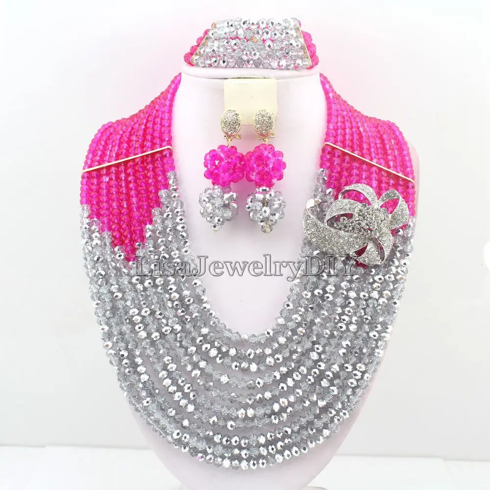 

2019 African Crysal Beads Jewelry Set Nigerian Traditional Wedding Beads Jewelry Set HD4131