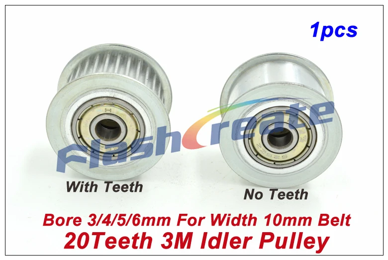 1pcs 20 Teeth 3M Idler Pulley Passive Pulley Bore 3/4/5/6mm For Width 10mm 3M Timing Belt 3M Tension Pulley With Bearing