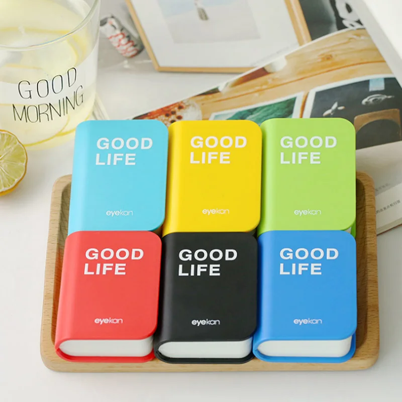 Estuche para lentes de contacto en forma de libro, kit de viaje con espejo de color, 10% de descuento en el segundo artículo