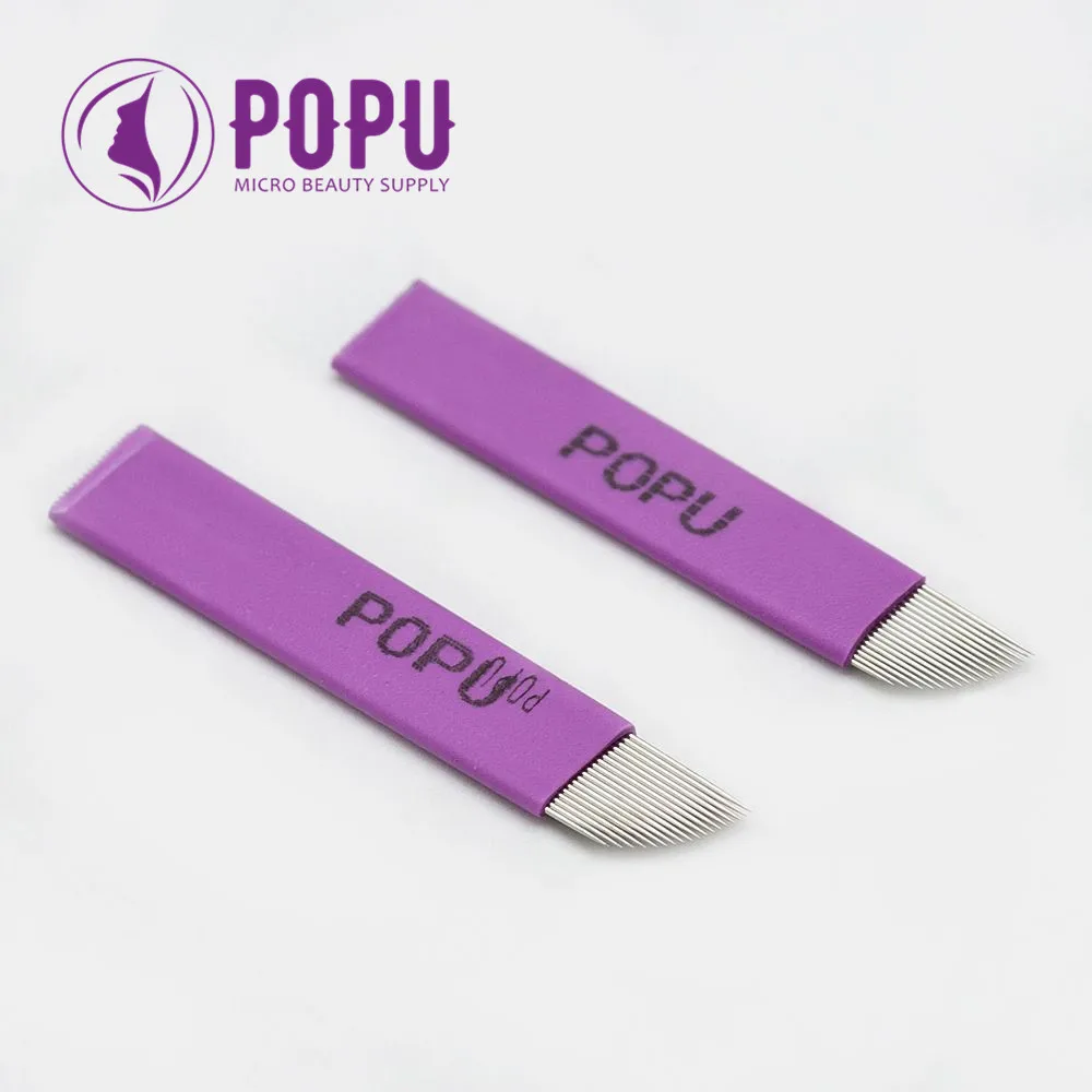 

POPU F Shape Permanent Makeup Eyebrow Tatoo Blade Microblading Needles For 3D Embroidery Manual Tattoo Pen Machine 100pcs/lot