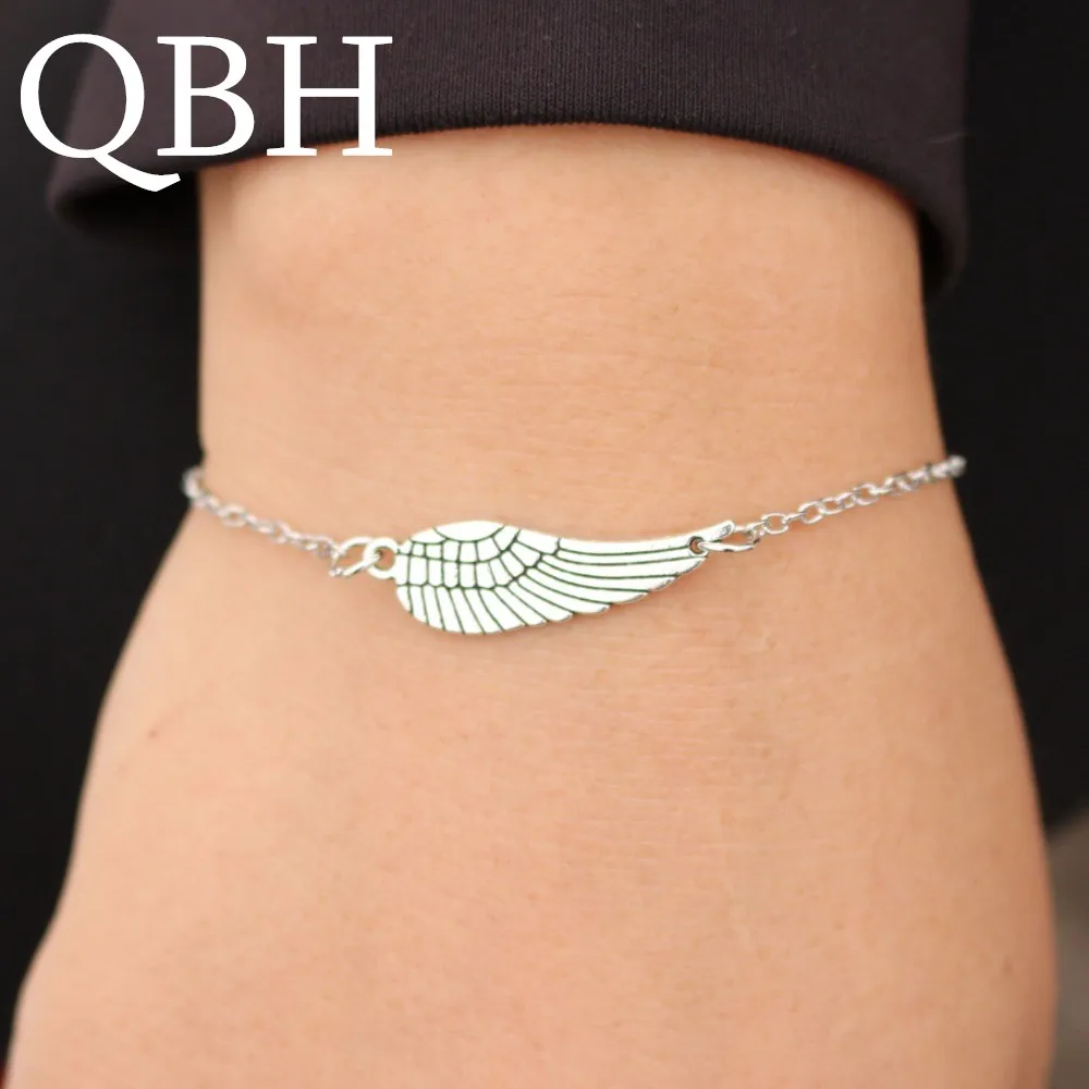 L182 Bijoux New Punk Gothic Vintage Angel Wings Feather Bracelet Bangle For Women Charm Chain Jewelry Girl Gift Mujer Pulseras