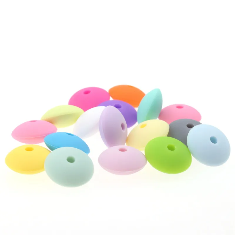 300PCS Abacus Silicone Beads For Teething Lentils Silicone Teething Beads Spacers Silicone Baby Teether Bead 12*6MM