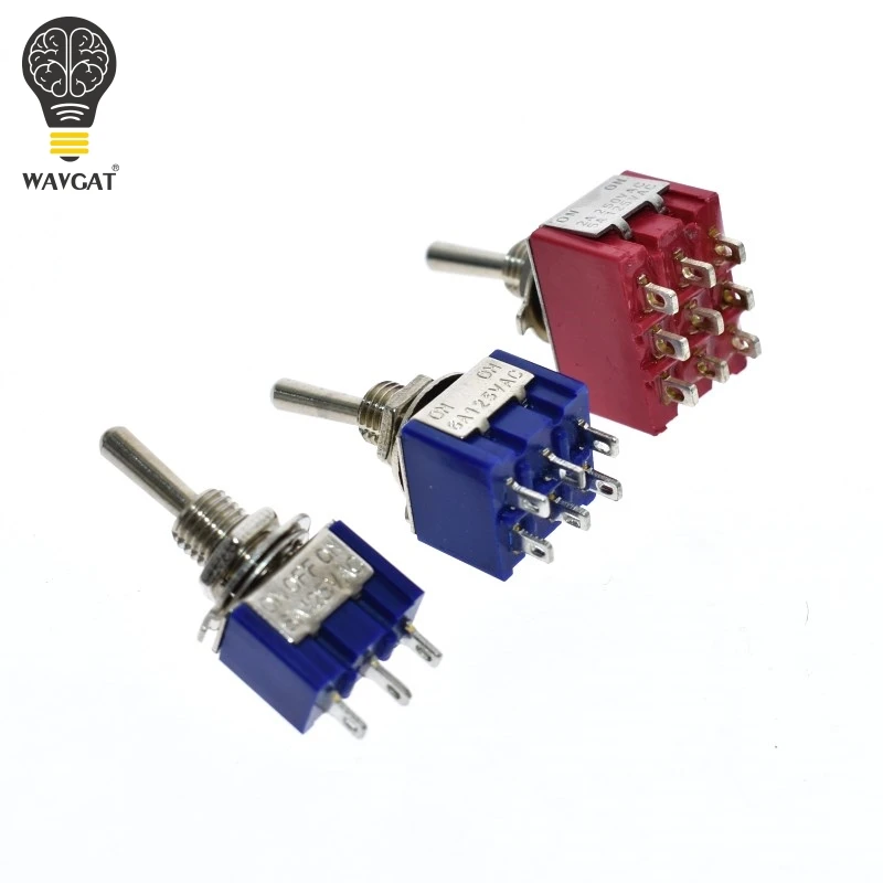 WAVGAT ON-OFF-ON 3 6 9 Pin 3 6 9 Position Mini Latching Toggle Switch 6A 3A MTS-103 MTS-203 MTS-303