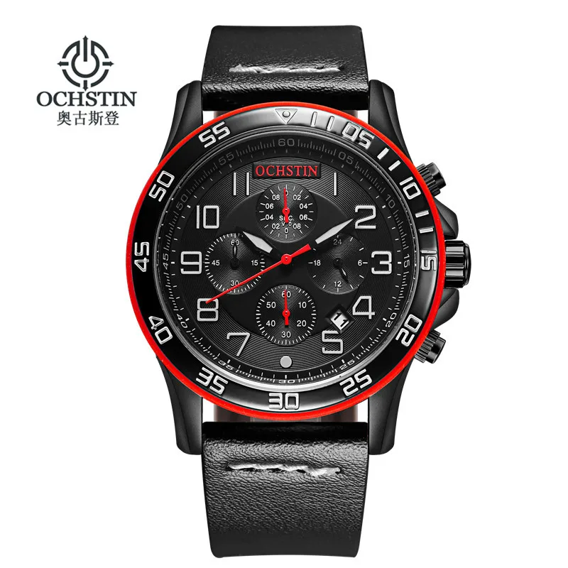 

2016 New OCHSTIN Luxury Brand Men Fashion Sports Watches Men's Quartz Chronograp Clock Man Leather Strap Business Wrist Watch