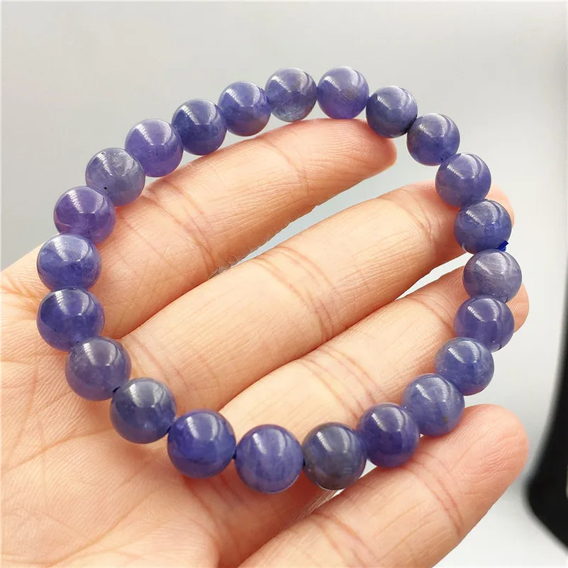 Natural Blue Tanzanite Tanzania Beads Rare Bracelet Women Men Gemstone Blue 8mm Round Beads Stretch Jewelry Crystal AAAAA