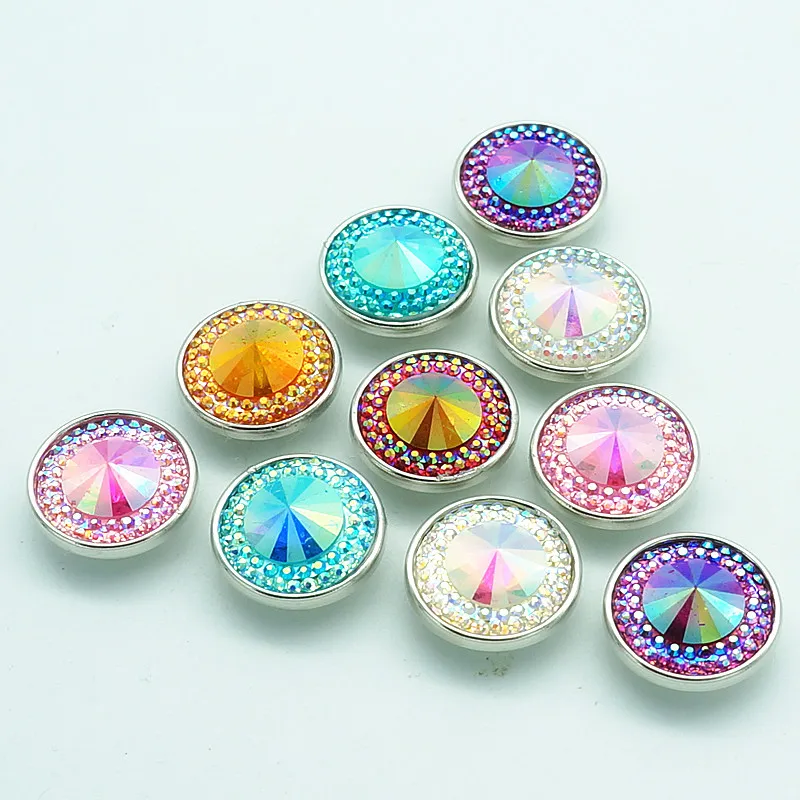 New hot sale NS0031 mixed 10pcs 18MM Acrylic Raised Resin snap button fit DIY snap bracelets jewelry wholesale