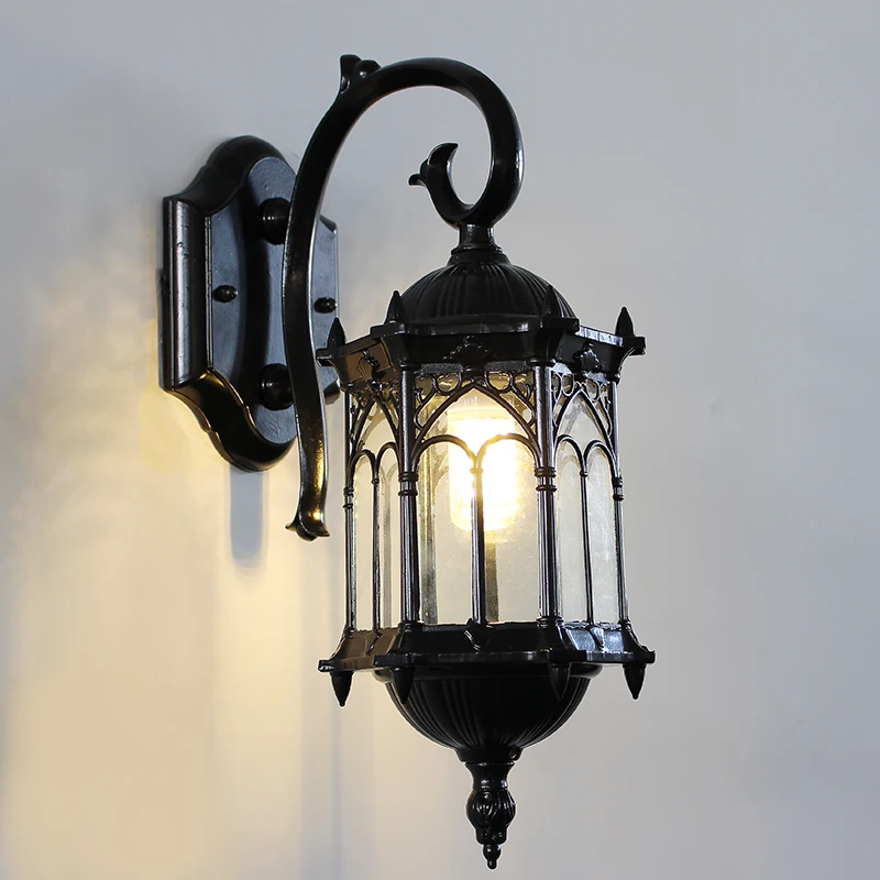 Luz de pared exterior europea, accesorios de iluminación para jardín, villa a prueba de lluvia, candelabro de puerta de entrada para patio, lámpara