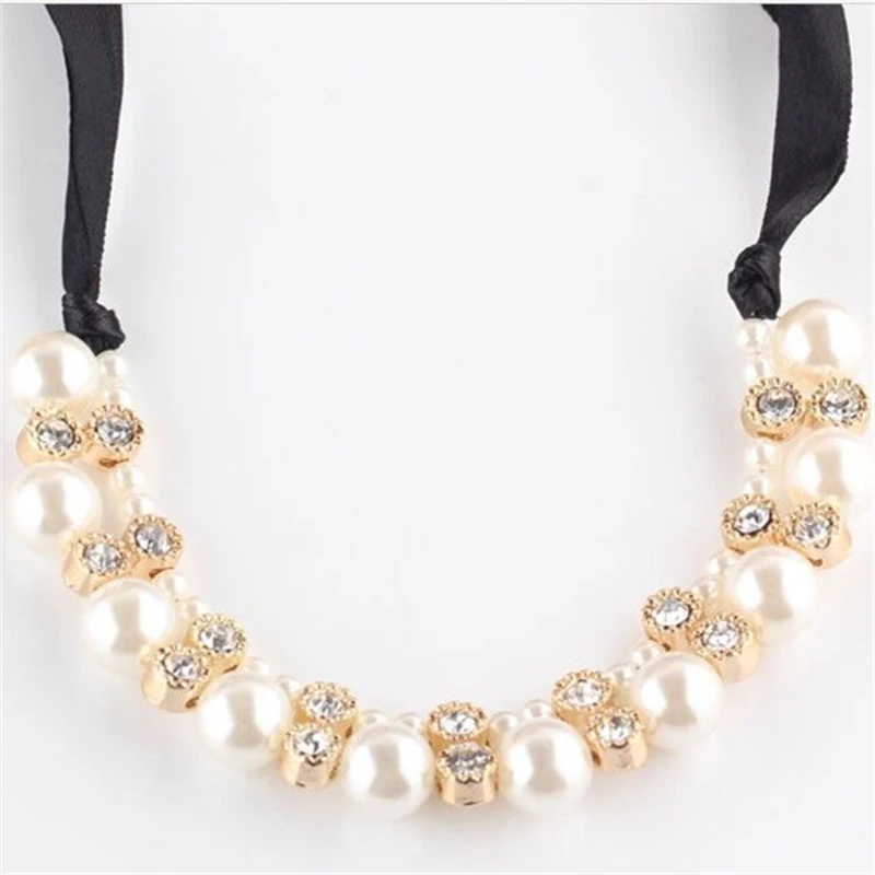 Korean Beads Crystal Lace Choker Necklace For Woman New Bohemian Fashion Jewelry Handmade Ethnic Statement Necklaces