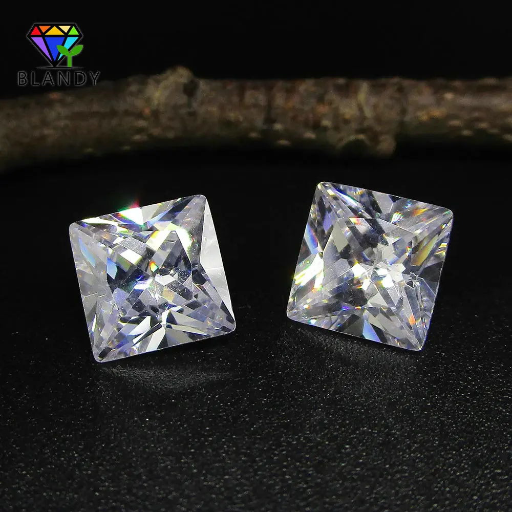 50pcs/lot 1.5*1.5mm~5*5mm Loose CZ Stone Square Cut 5A Grade White Cubic Zirconia Stone Synthetic Gems For Fashion Jewelry