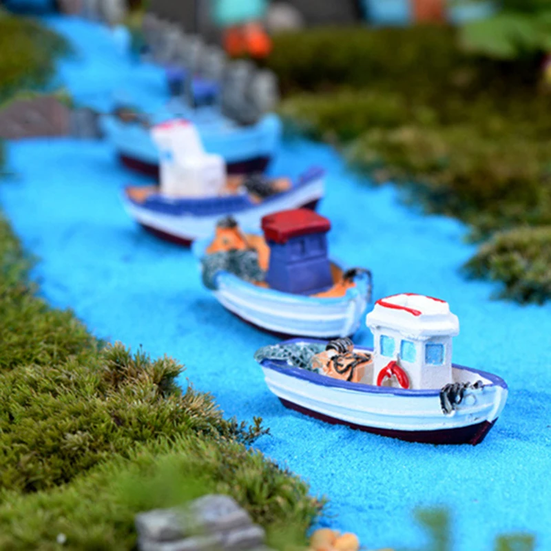 4 قطعة نموذج الراتنج السفن المنمنمات للحدائق الصغيرة الجنية حديقة المنمنمات تررم التماثيل الحرف ديكورات المنزل #4