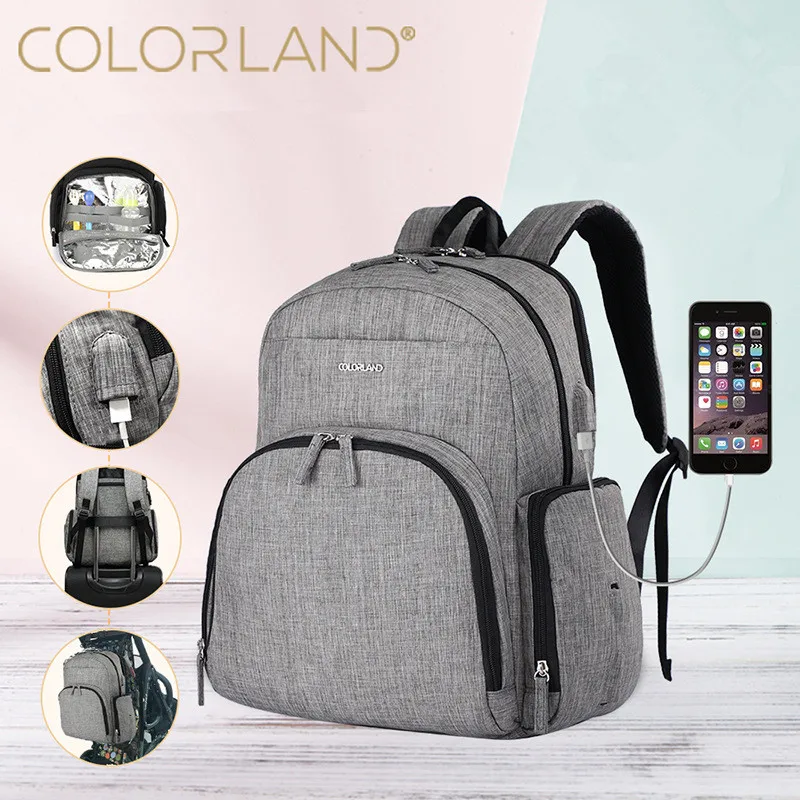 

COLORLAND Mummy Maternity Diaper Bag Large Nursing Bag Travel Backpack Designer Stroller Baby Bag Baby Care Nappy Backpack