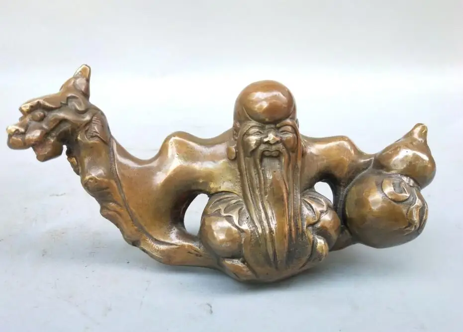 Chinese pure brass longevity god crafts Statue