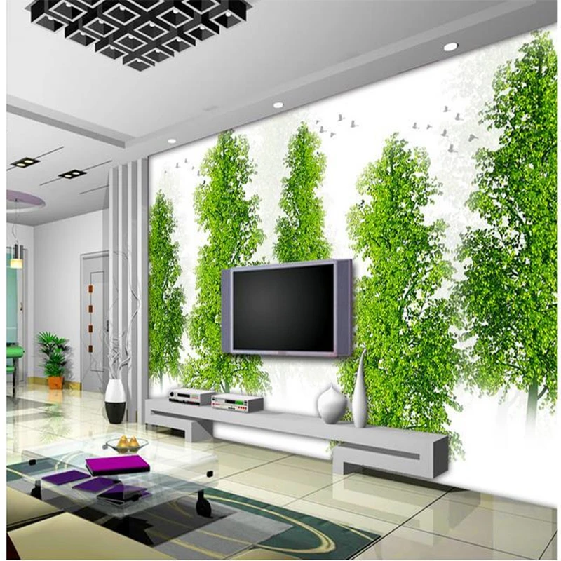 

beibehang HD 3d Abstract green spring forest bird TV backdrop wallpaper living room bedroom murals wallpaper for walls 3 d
