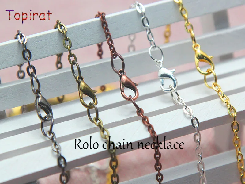 100pcs/lot 2x3mm 18'' 24'' 30'' Plated Copper Chain Necklace Metal Link Chain Necklace 6 Colors for Making Necklace Accessories