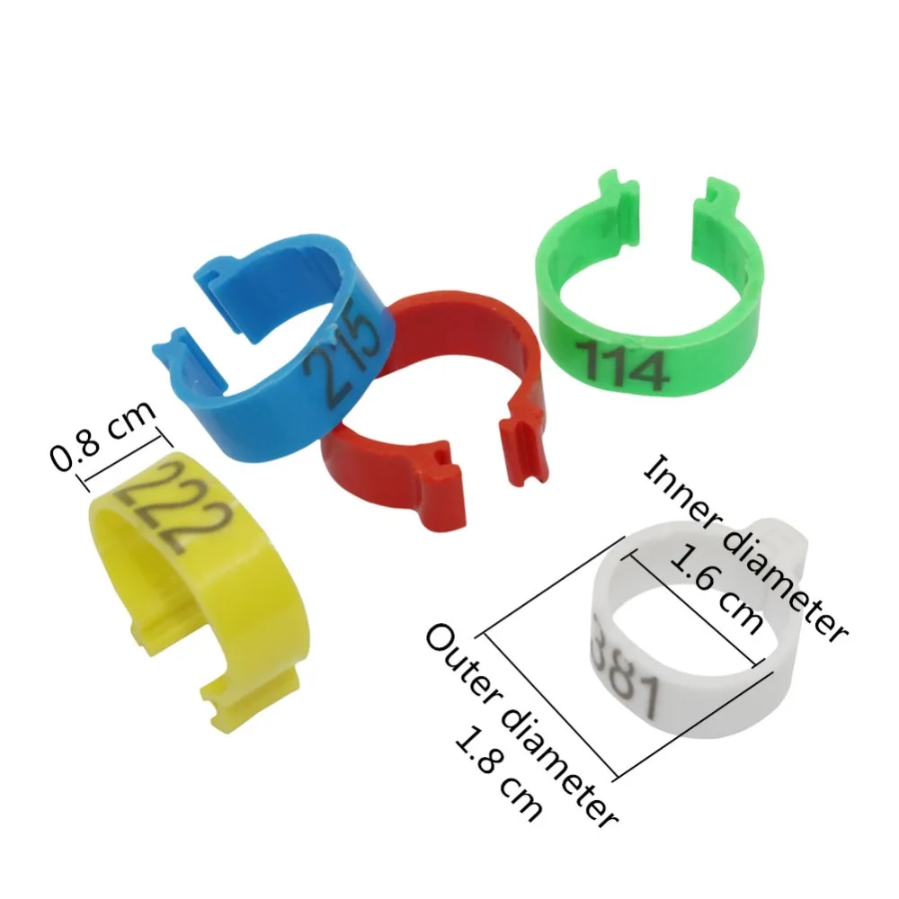 7 Colors 16mm Digital foot ring NO.001-500 Poultry Buckle type Clip rings Farm equipment Chicken Identification ring 100 Pcs