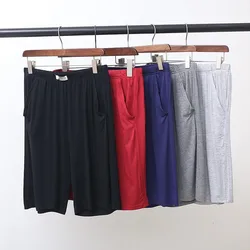 Pantalones de pijama de talla grande para hombre, ropa de dormir modal de algodón, pantalón de media longitud para el hogar, Verano