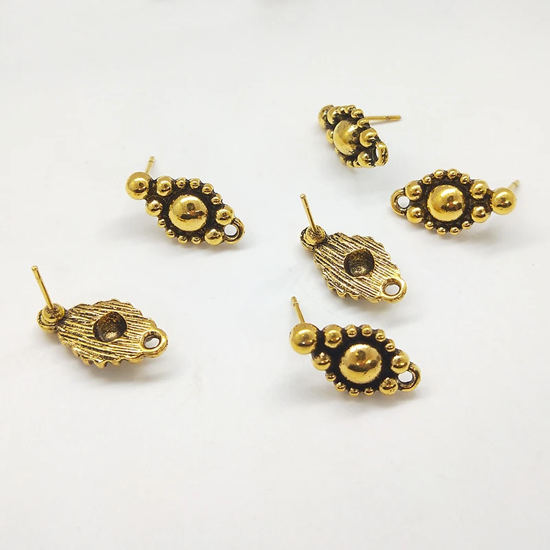2025 New Fashion 18mm 10pieces/bag Retro Zinc Alloy Oval Earring Base Connectors Linkers for DIY Earring Jewelry Accessories