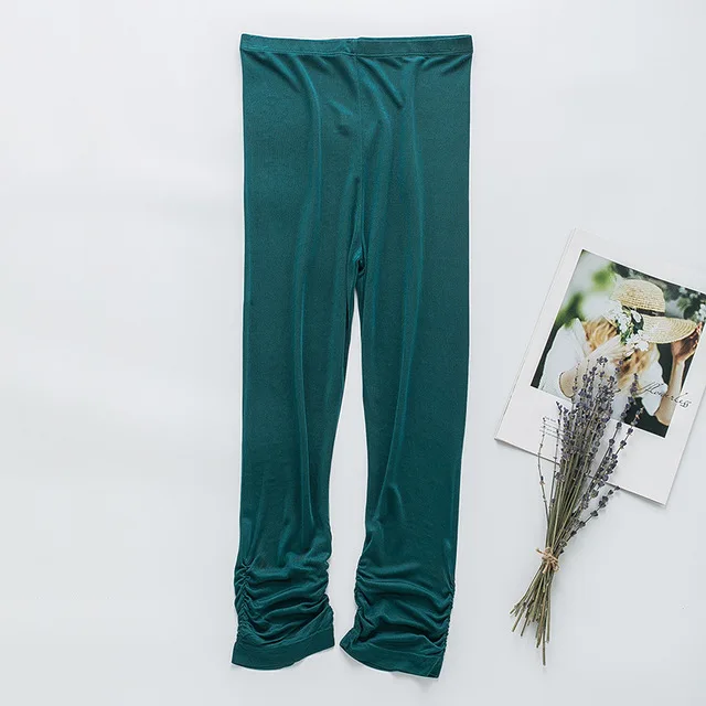 Birdsky OR-23, Women leggings, 3/4 capri pants, pencil trousers calf length pants, 70% viscose 30% mulberry silk, 5 colors.