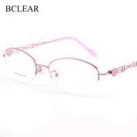 BCLEAR Half Rimless Alloy Eyeglasses Frame Optical Prescription Semi-Rim Glasses Frame For Women's Eyewear Female Armacao Oculos