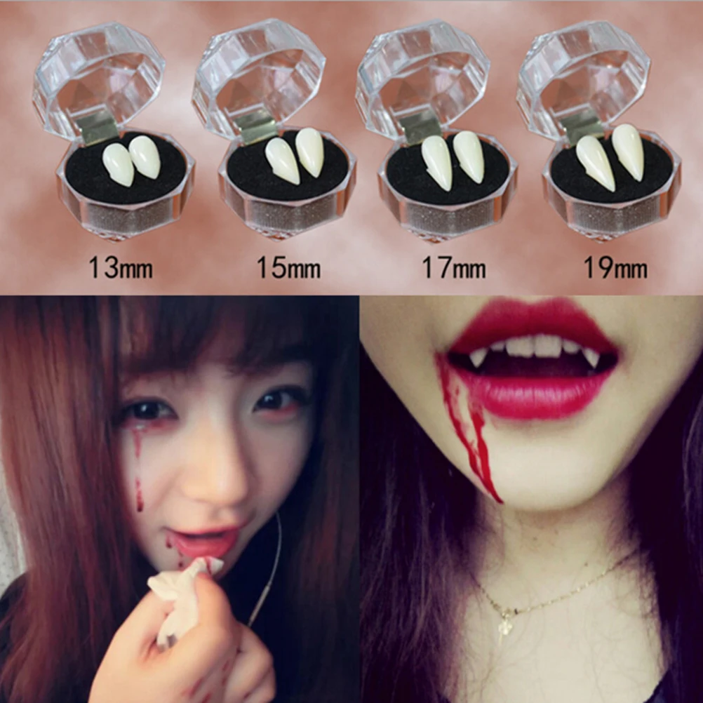 1pair Practical Horrific Dress Vampire Teeth Halloween Party Dentures Props Vampire Zombie Devil Fangs Teeth  Jokes Gag Toys