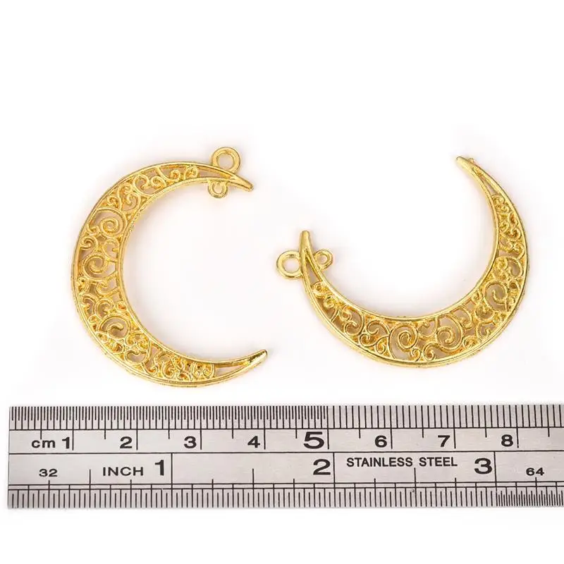 Vintage Half Moon Necklace Charms 40x30mm Hollow Moon Alloy Antique Plated Charm Jewelry DIY Pendants Findings Components