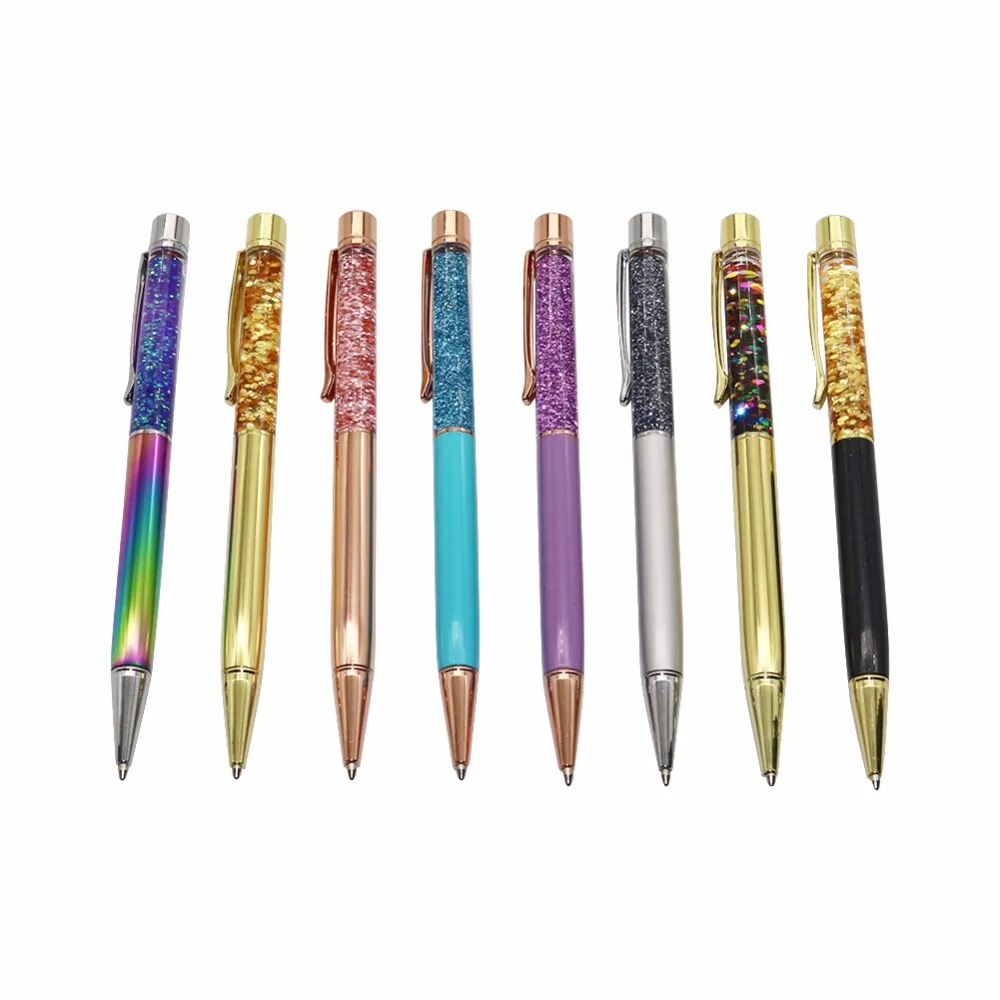 Creatively 1.0mm Luxury Ballpoint oil crystal Gold foil Metal Copper colorful high-grade gold powder quicksand pen