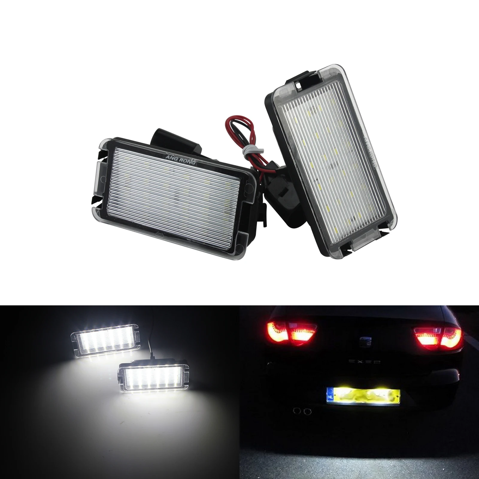 ANGRONG 2X CANBUS LED Lâmpada de luz de placa de identificação para Seat Cordoba Leon Toledo MK2 MK3
