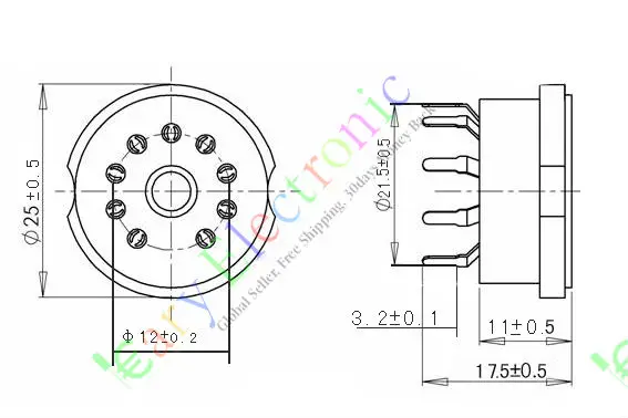 Wholesale and retail 4pcs GOLD 9pin PCB Ceramic vacuum tube socket gilded valve base 12AX7 12AU7 ECC83 free shipping