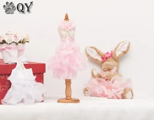 

Платье для собак, одежда для собак, одежда для щенков, Одежда для питомцев, кружевное Цветочное платье принцессы с бисером, белое, розовое собачье свадебное платье XS-XL