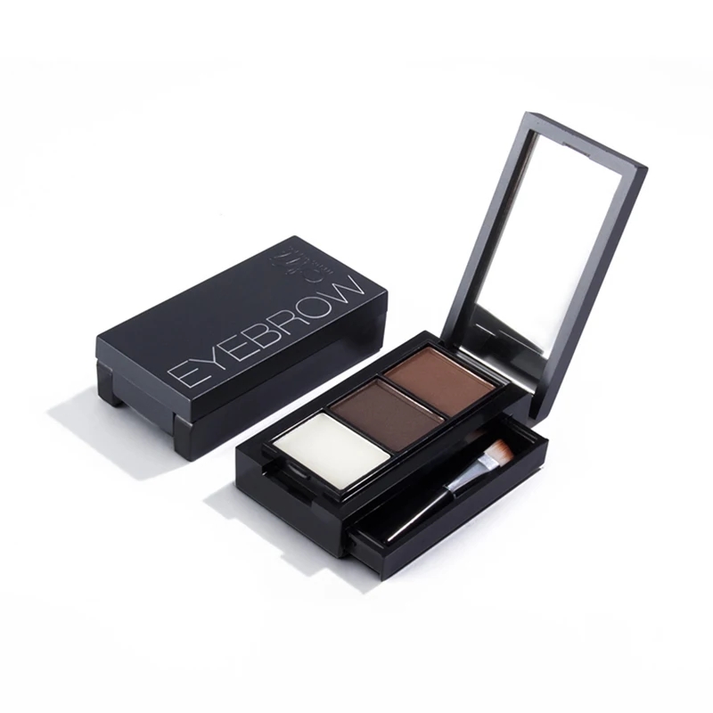 3 Colors Professional Eye Shadow Powders With Mirror Brush Eye Brow Makeup Eyebrow Powder Waterproof Eyebrow Wax Palette