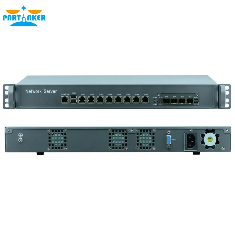 1Uไฟร์วอลล์อุปกรณ์เครือข่ายฮาร์ดแวร์ 8 พอร์ตGigabit Lan 4 SPF Intel Core I7 4770 4G RAM 128G SSD Mikrotik PFSense ROS