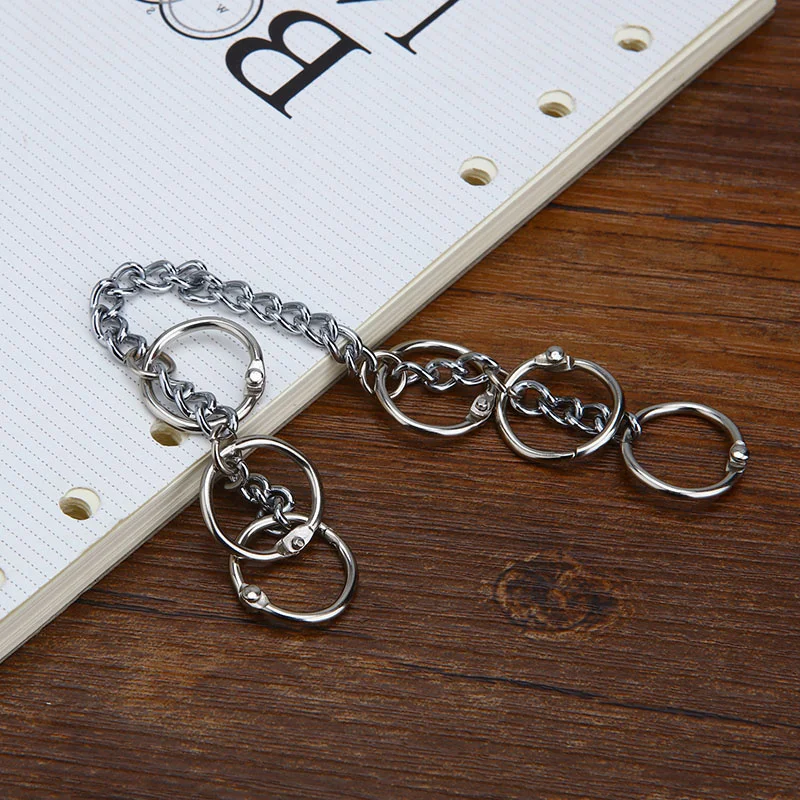 Metal Loose Leaf Book Binder Hinged Rings With Chain Keychain DIY Album Scrapbook Craft Albums Book Binder School Office Supplie