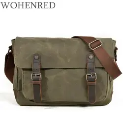 Military Vintage Canvas Leather Crossbody Bag Men Shoulder Bags Waterproof Travel Satchel 2022 New Casual Male Messenger Bags