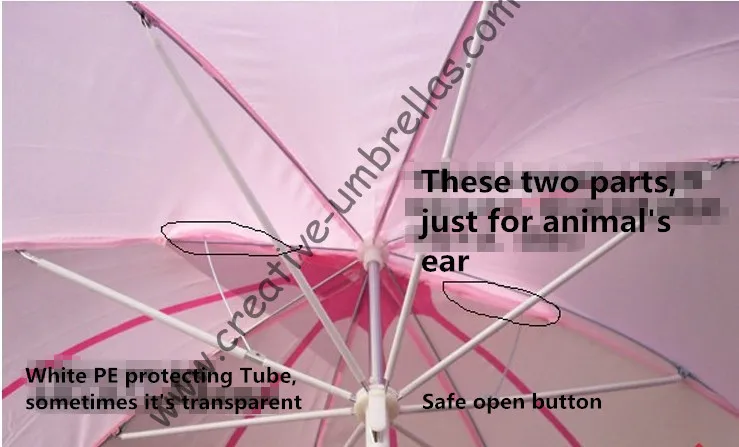 Children umbrella,kid animal cartoon umbrella--pink blue eyed cat,auto open.8mm metal shaft and fluted ribs,safe kid umbrellas