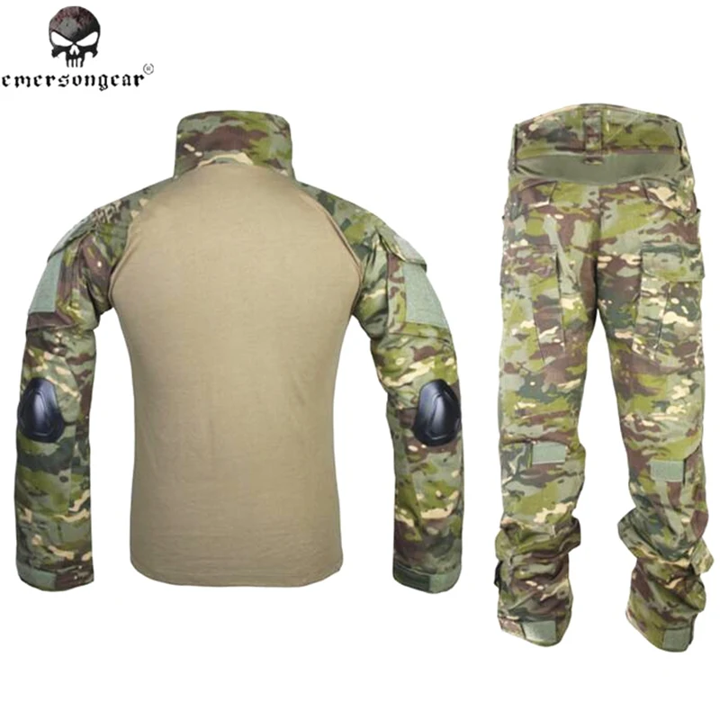 EMERSONGEAR BDU Airsoft Combat Uniform, abbigliamento da allenamento, pantaloni da caccia con ginocchiere, Multicam Tropic EM6972, Gen 2