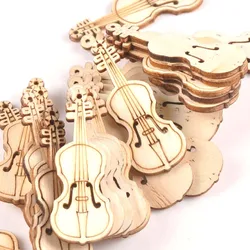 15Pcs 55x20mm Natrual Violin Wood Slices For Home Decor DIY Crafts Scrapbook Accessories Handmade Wooden Ornaments m1754