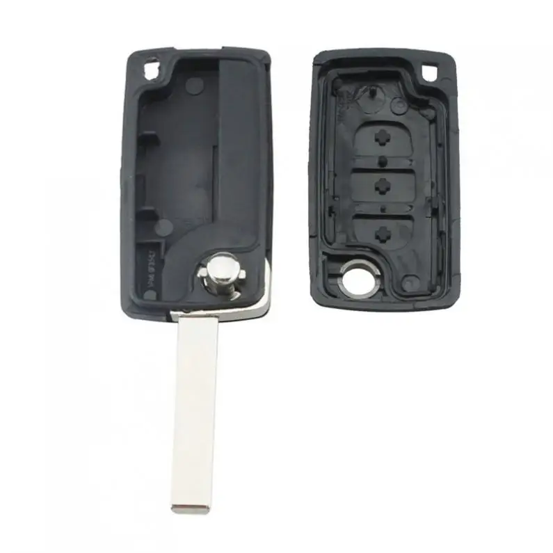 3 Buttons Folding Replacement Key Remote Fob Shell Case With Uncut Car Flip Key Suitable For Peugeot 107 207 307 407 408