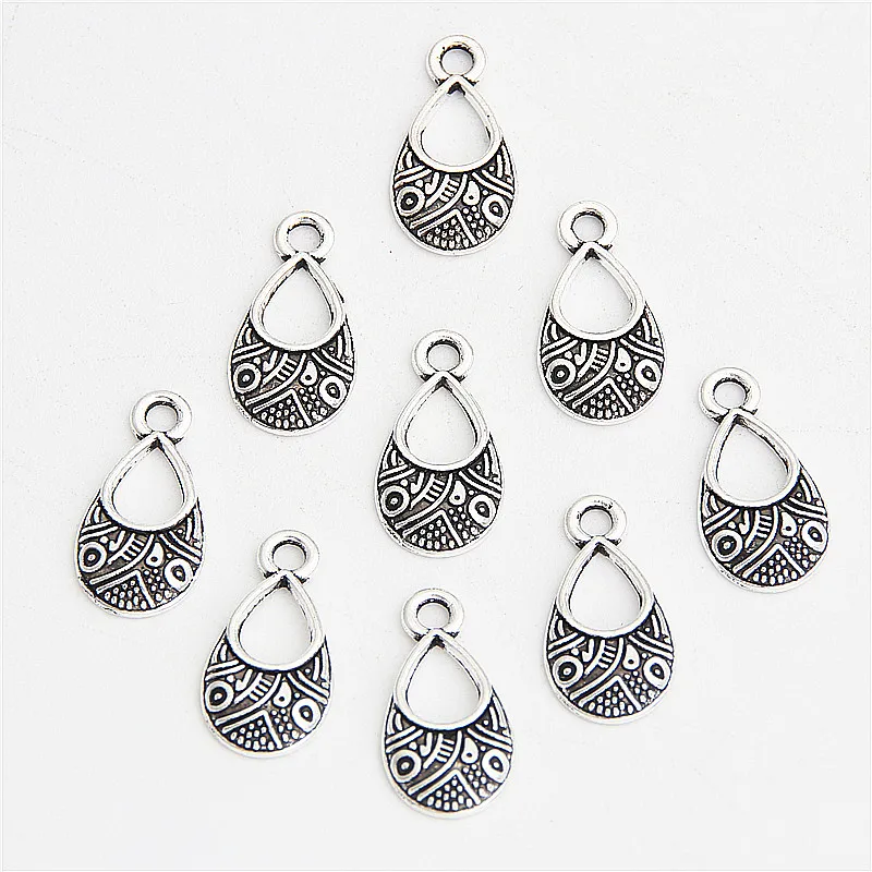 100pcs  Silver Color Small Visor with hole Charms cute Pendant for diy jewelry accessories handmade making 9x17mm A2990