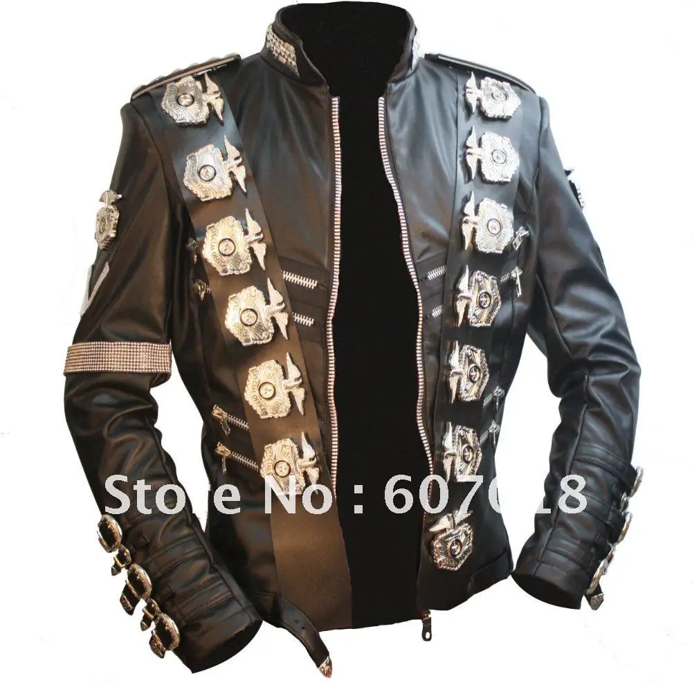 MJ Michael Jackson BAD Tour Jacket in Japan PU Leather Stainless Steel Eagle Punk 100% Casual Outwear proformance show