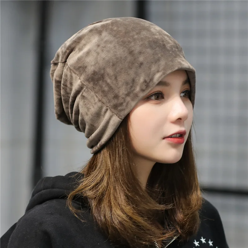 2019 Winter Hats for Woman Beanies Flannel Coverhead Cute Hat Girl Autumn Simple Beanie Caps Warmer Bonnet Ladies Casual Cap