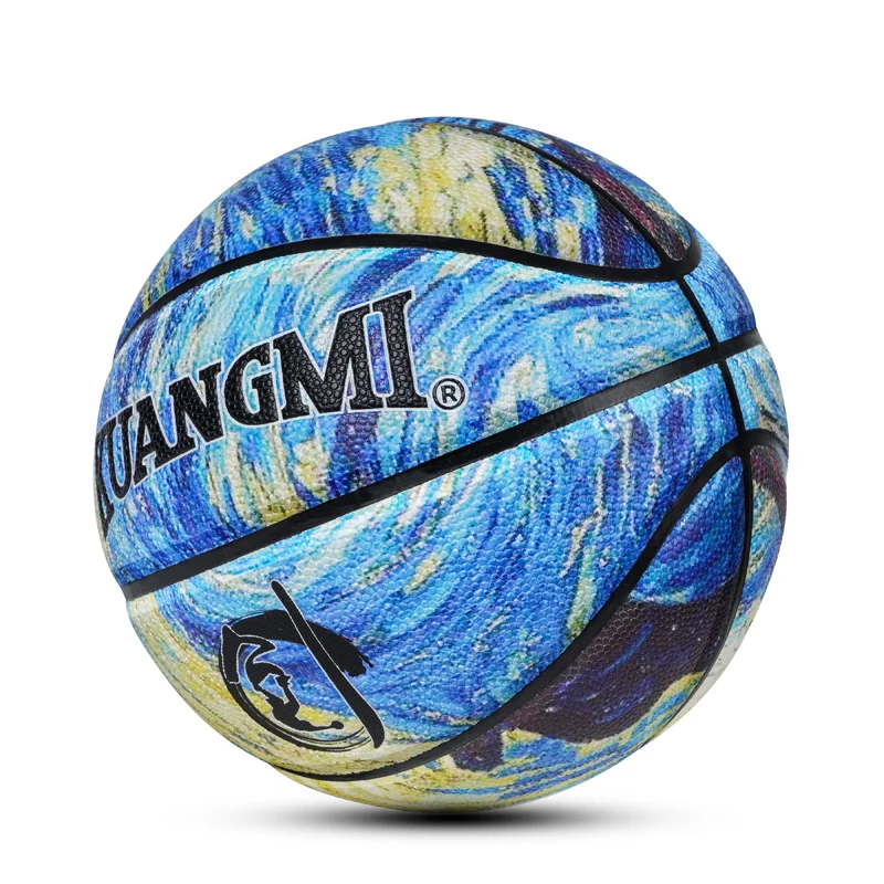 

Kuangmi Star Night Basketball Ball Size 7 PU Leather Basketball Indoor Outdoor Free With Net Bag+ Needle dropshipping